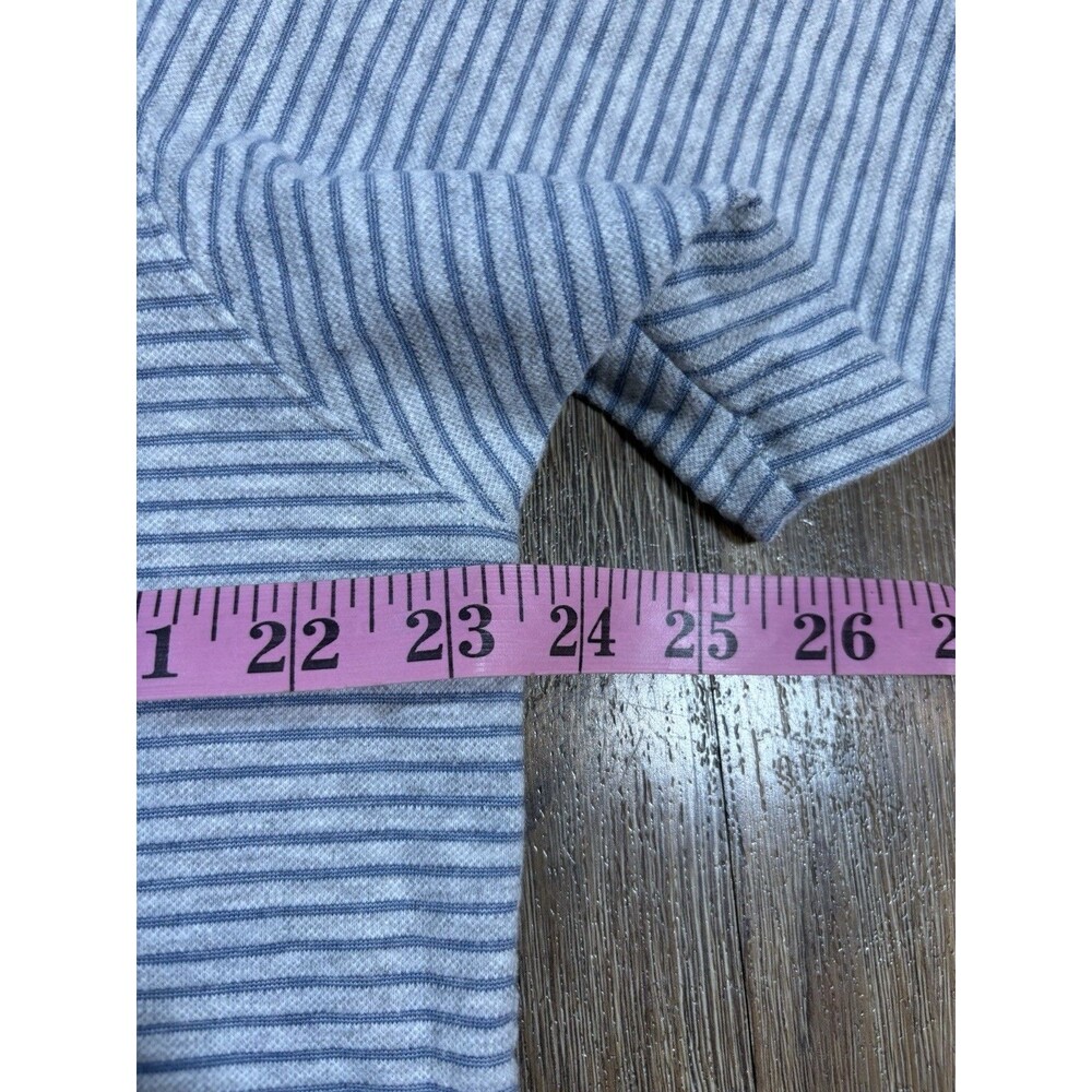 Relwen Polo Shirt Mens XL Blue Gray Jersey Stripe Cotton Huckberry Luxury Soft - Picture 6 of 7
